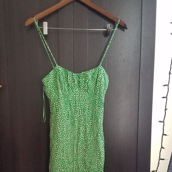 NWT ZARA ANIMAL PRINT DRESS GREEN / ECRU. - Picture 5 of 11